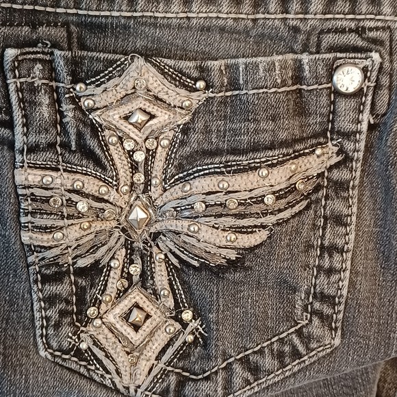 Miss Me Jeans Size 29 Faded Black Low-Rise 30Wx30L Skinny, Bedazzled, Distressed - Picture 14 of 14